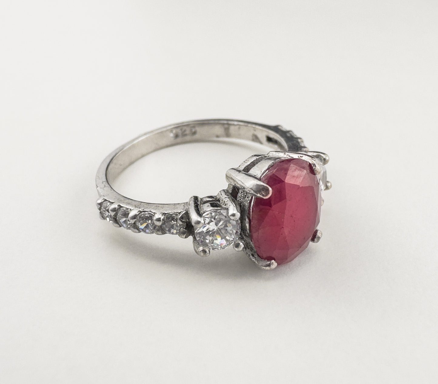 Oval Cut Ruby Ring | Sterling Silver