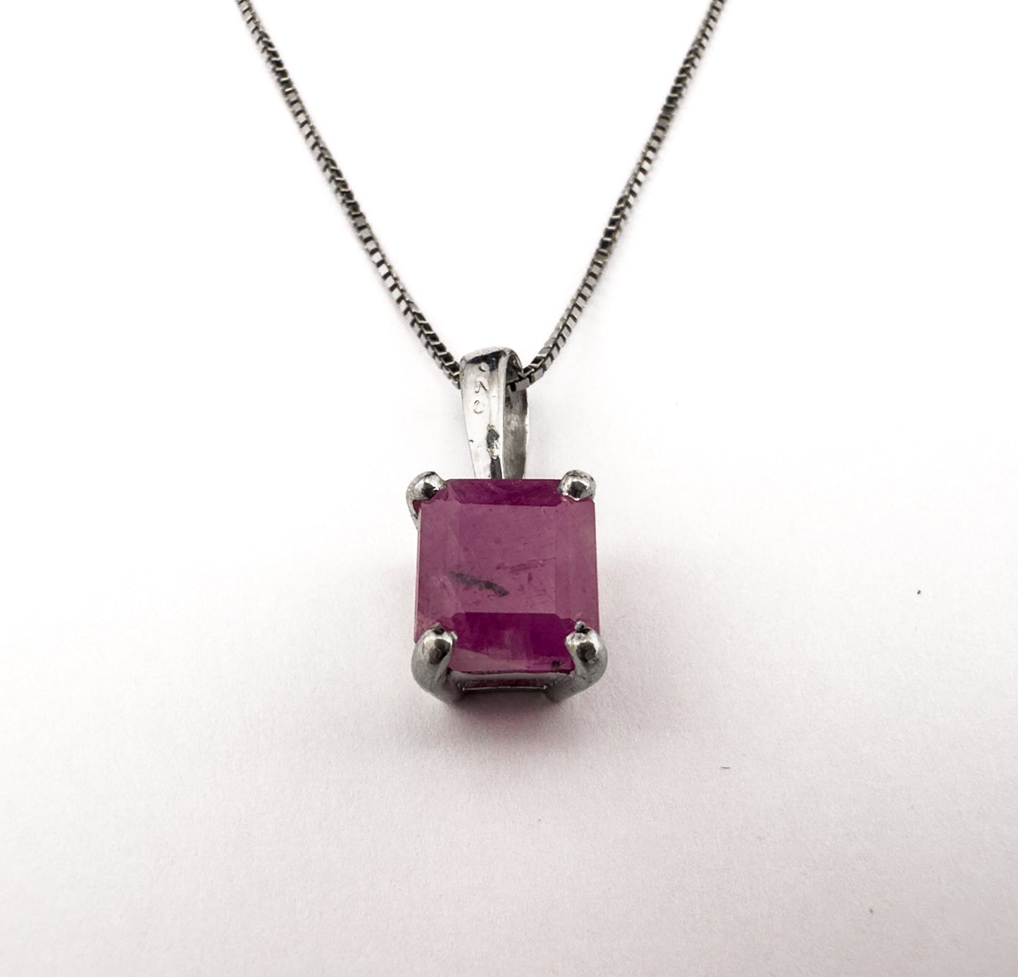 Square Ruby Pendant | Sterling Silver