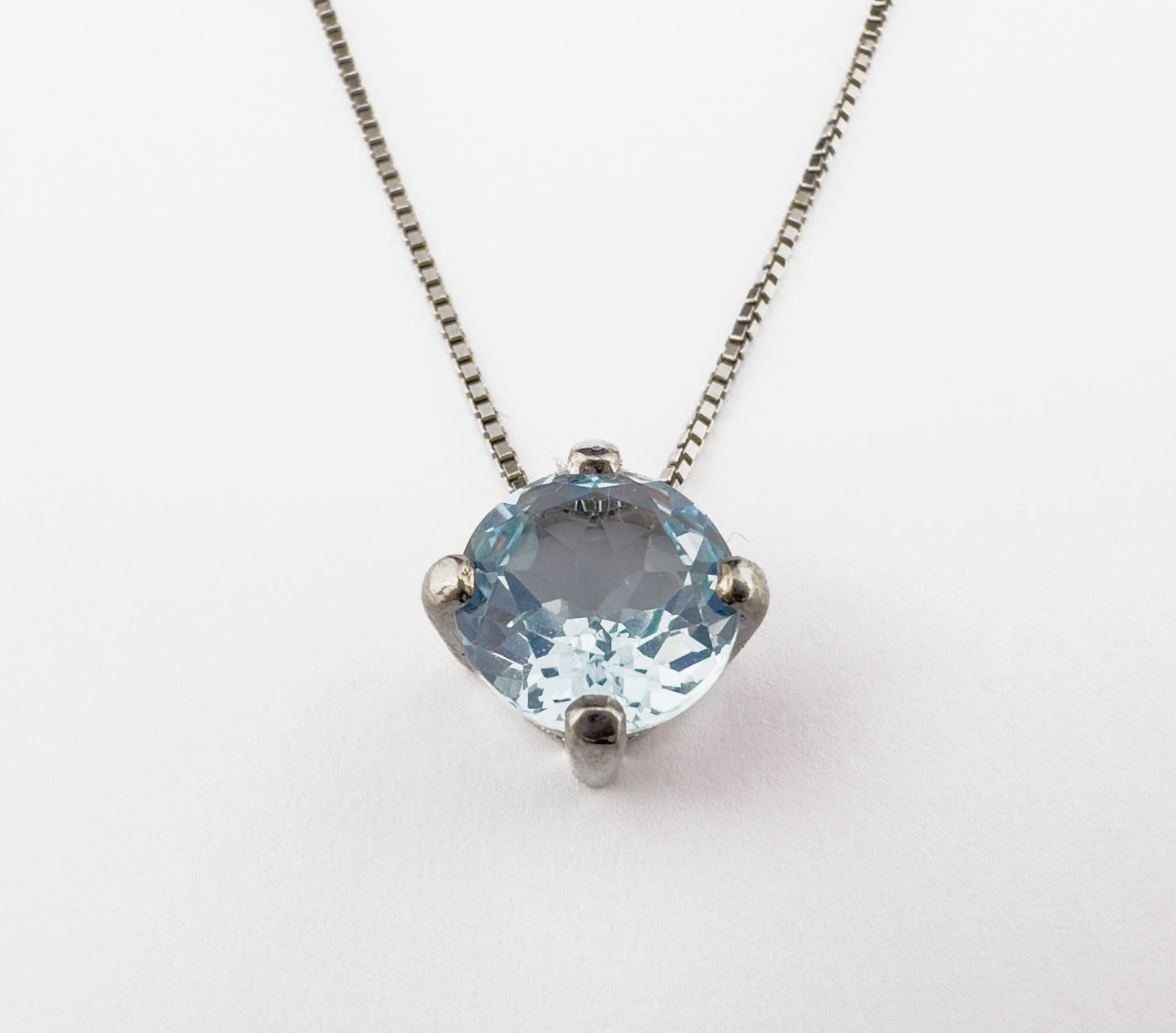 Round Blue Topaz Pendant | Sterling Silver