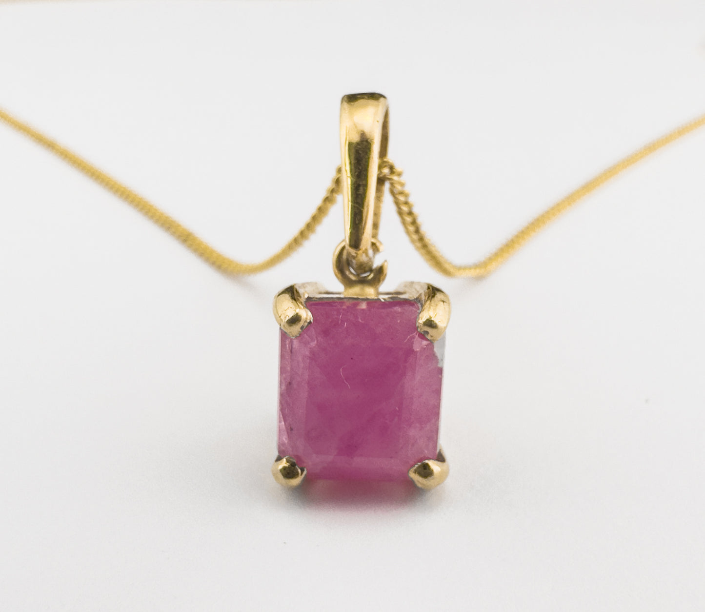 Square Ruby Pendant | 18ct Gold Plated