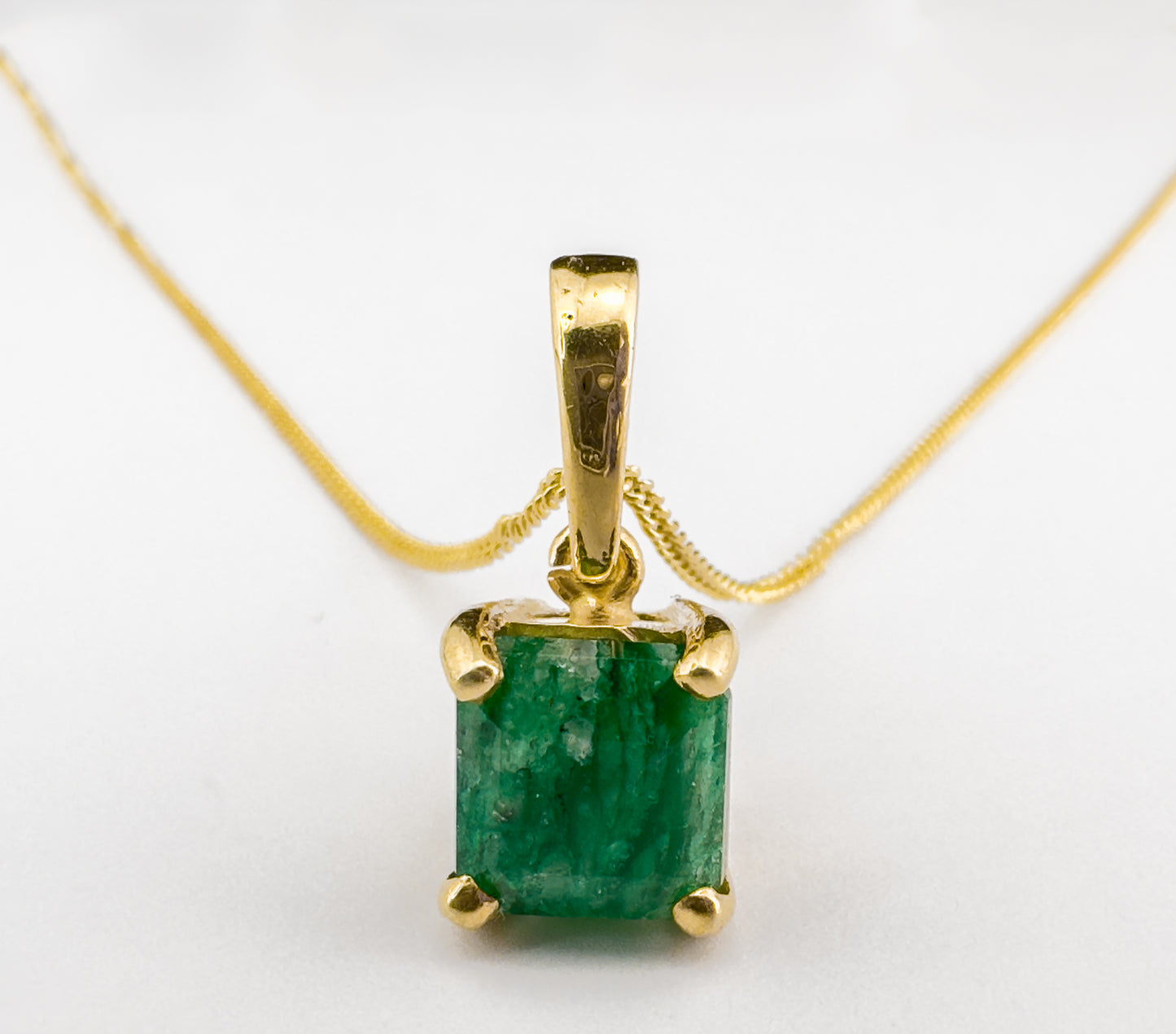 Square Emerald Pendant | 18ct Gold Plated