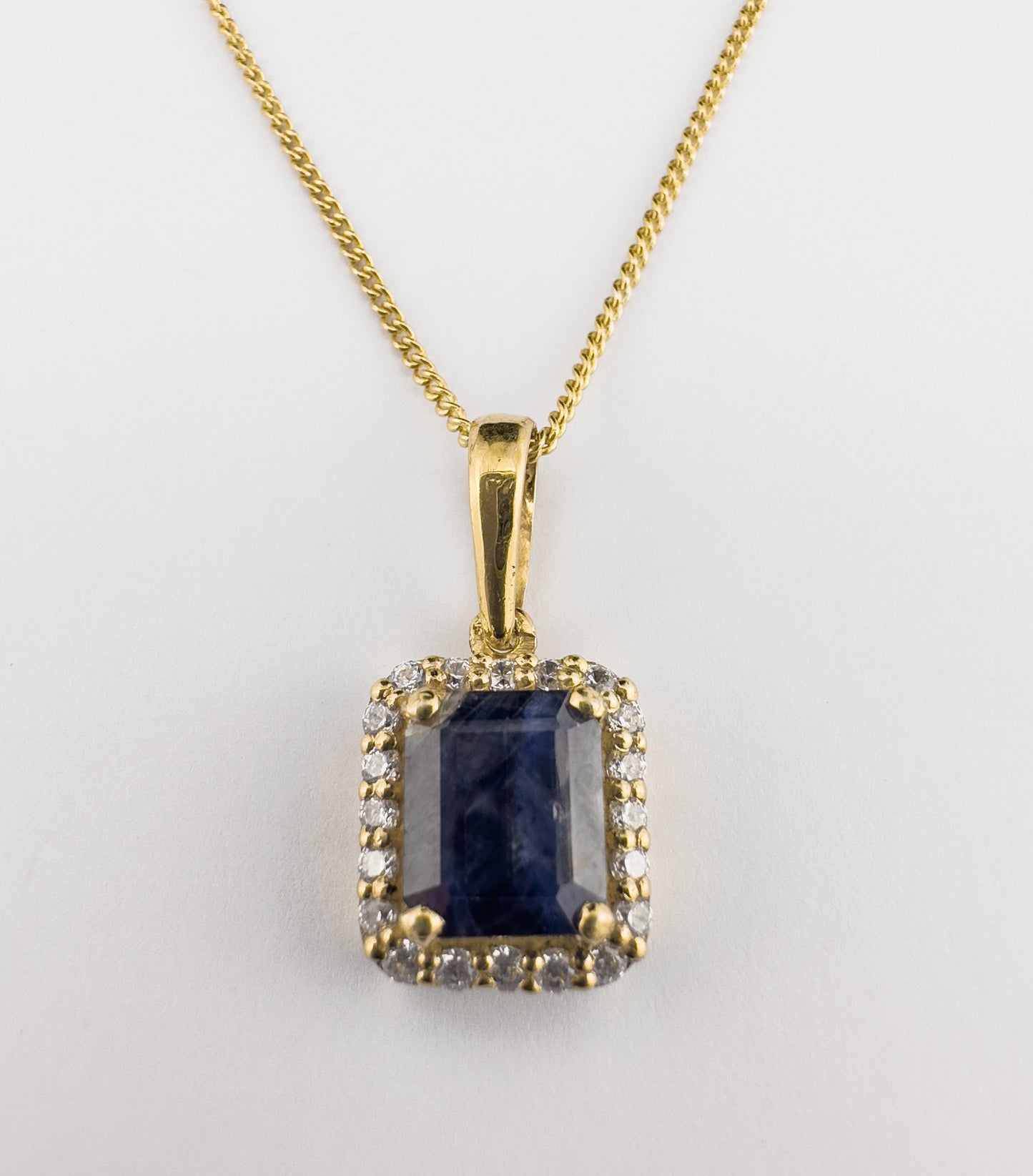 Square Cut Sapphire Pendant | 18ct Gold Plated