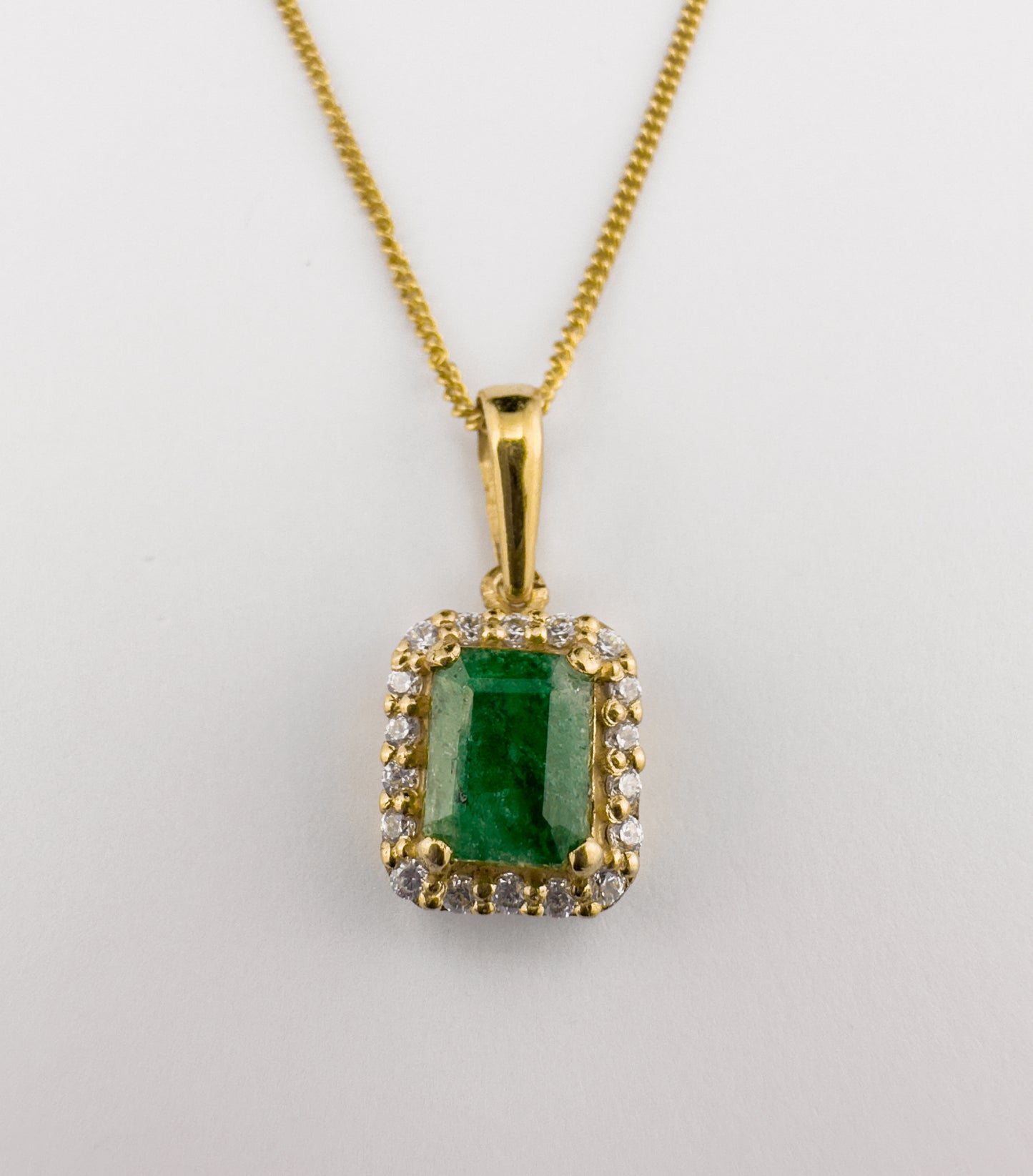 Square Cut Emerald Pendant | 18ct Gold Plated