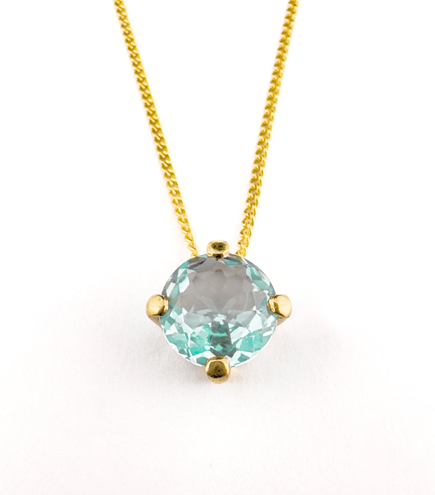 Round Blue Topaz Pendant | 18ct Gold Plated