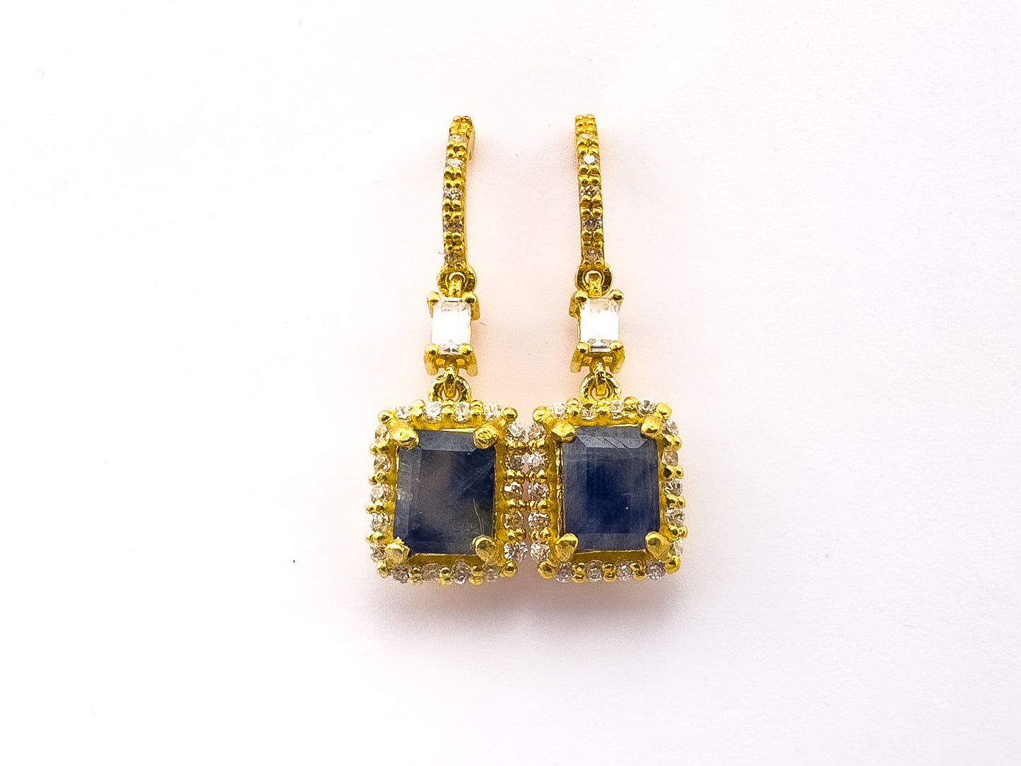 Sapphire Drop Earrings | 18ct Gold Plated