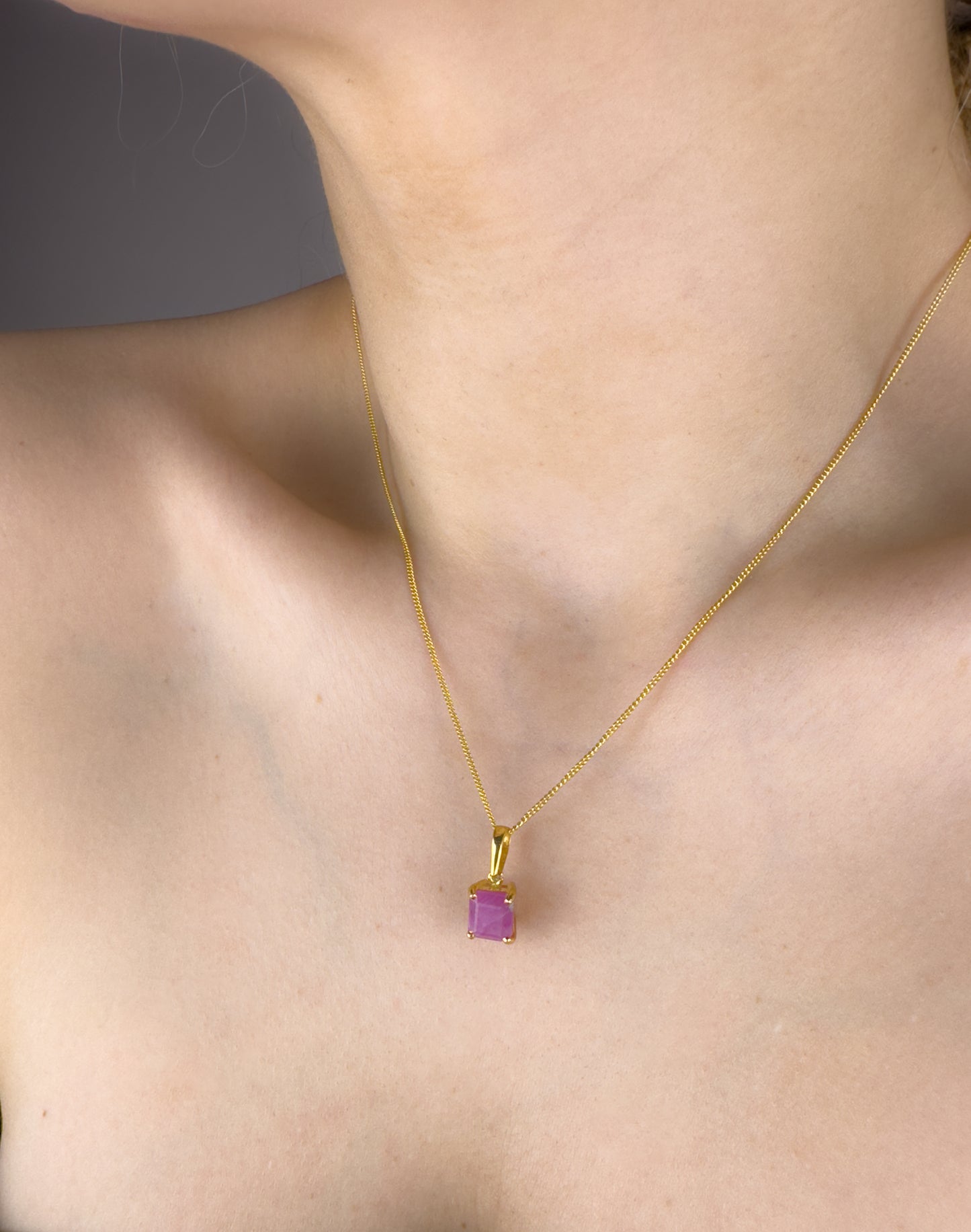 Square Ruby Pendant | 18ct Gold Plated