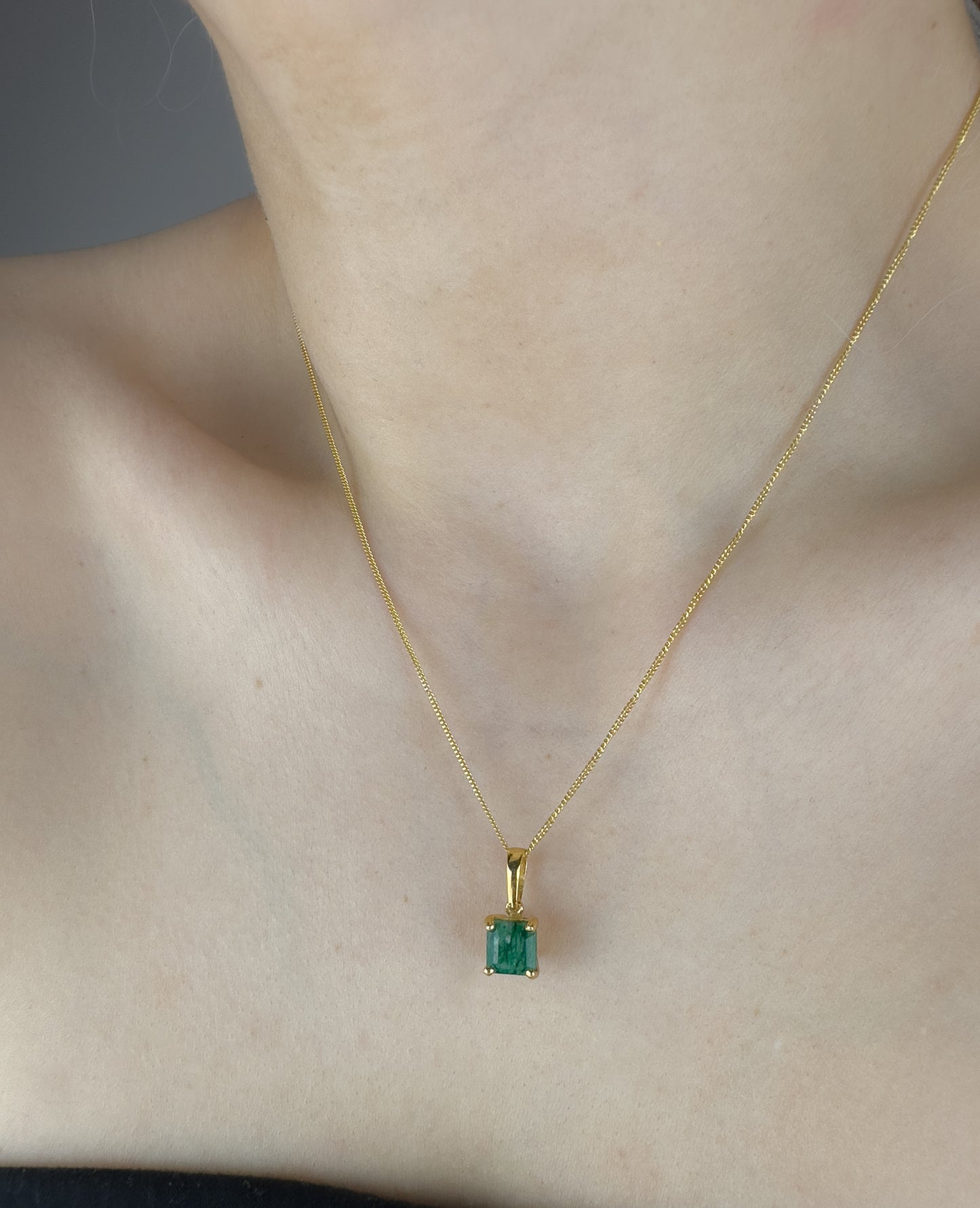 Square Emerald Pendant | 18ct Gold Plated