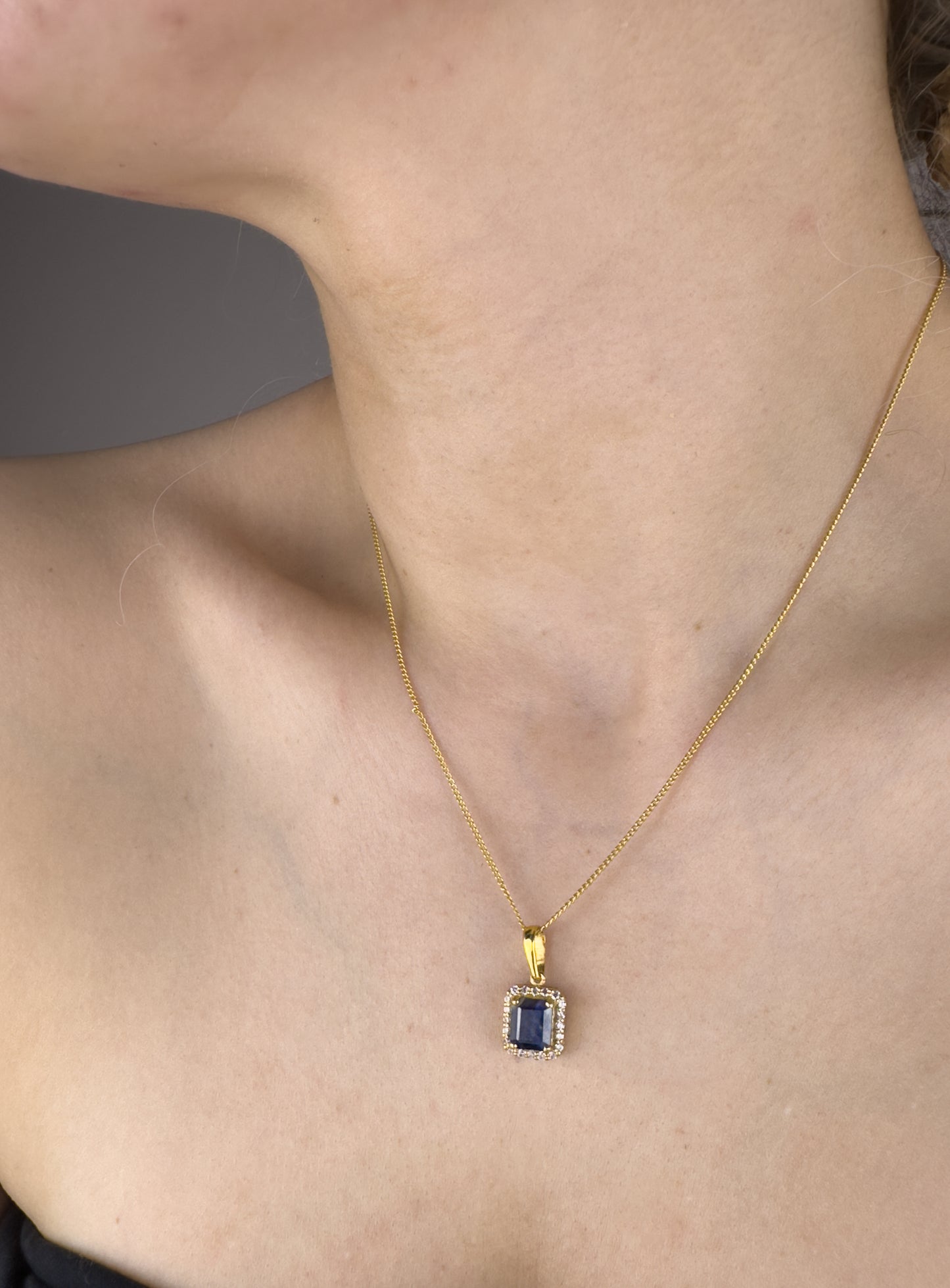 Square Cut Sapphire Pendant | 18ct Gold Plated