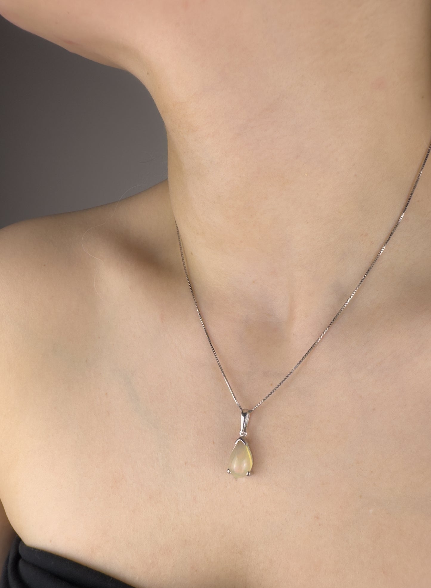Pear Cut Opal Pendant | Sterling Silver