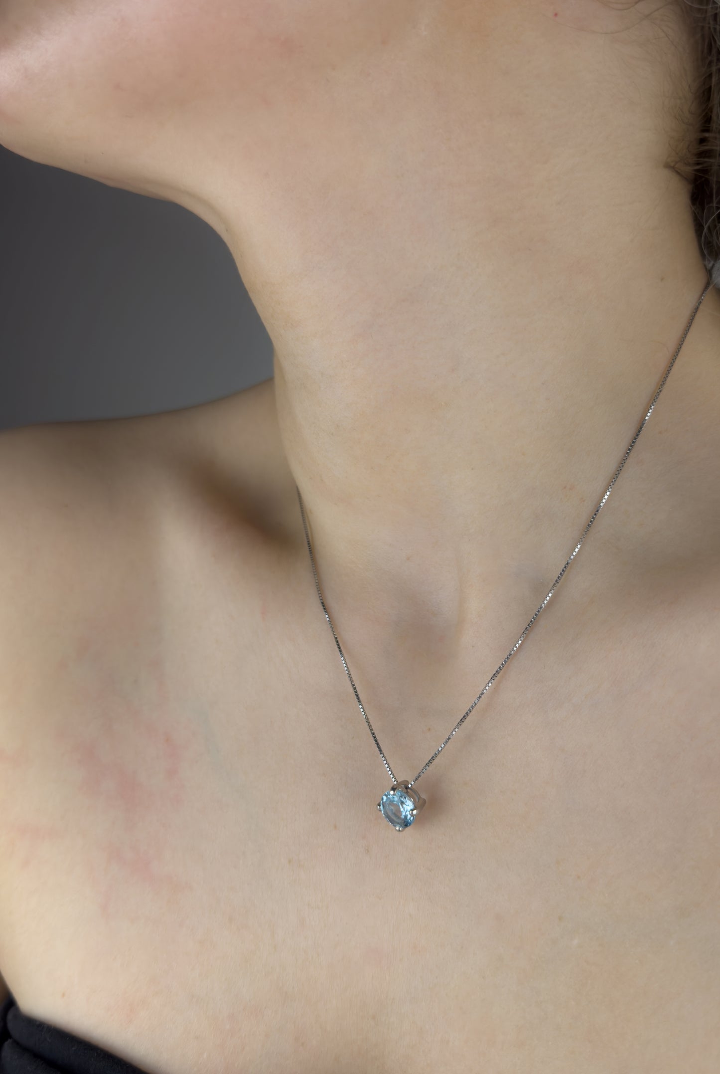 Round Blue Topaz Pendant | Sterling Silver