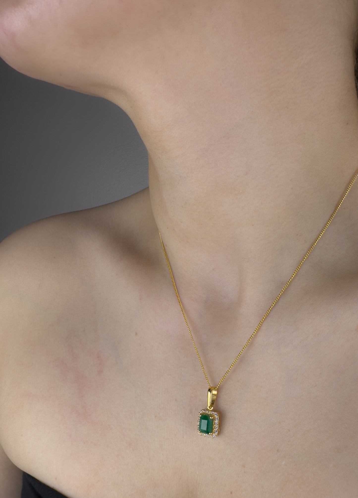 Square Cut Emerald Pendant | 18ct Gold Plated