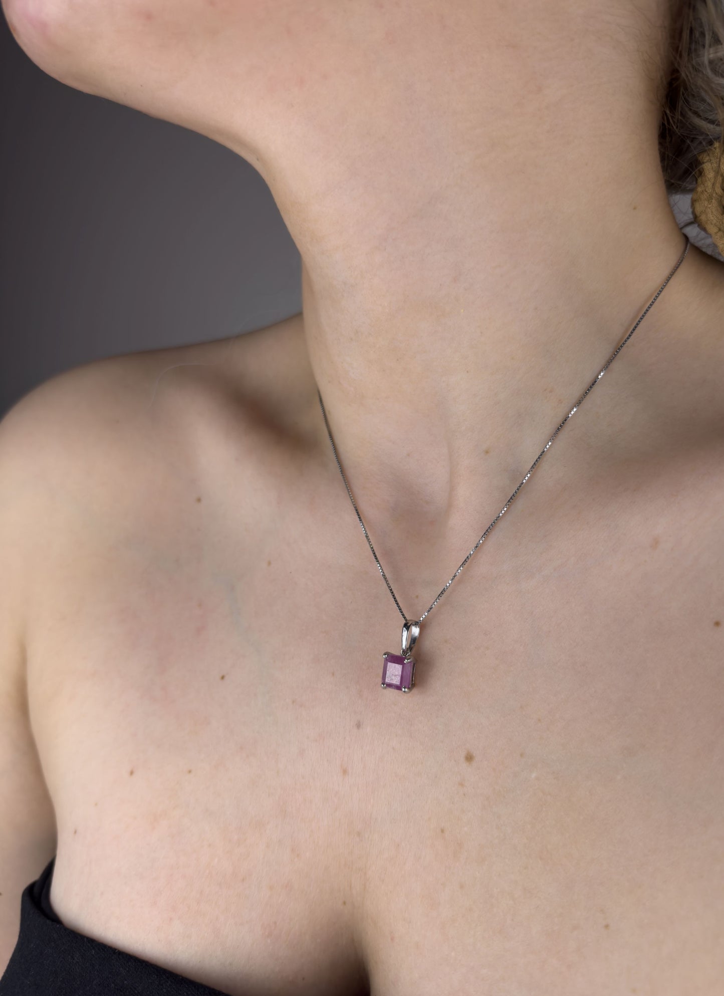 Square Ruby Pendant | Sterling Silver