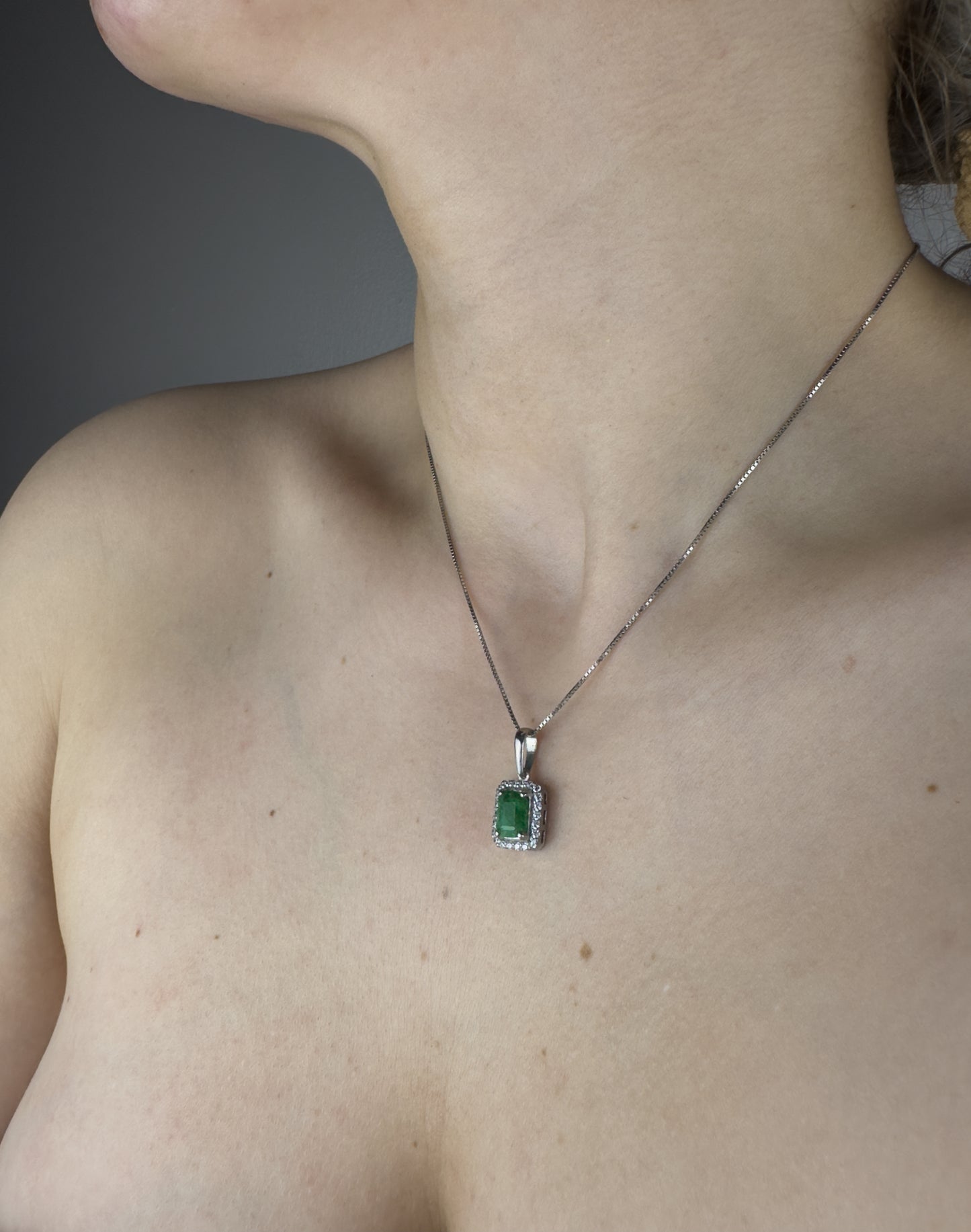Square Cut Emerald Pendant | Sterling Silver