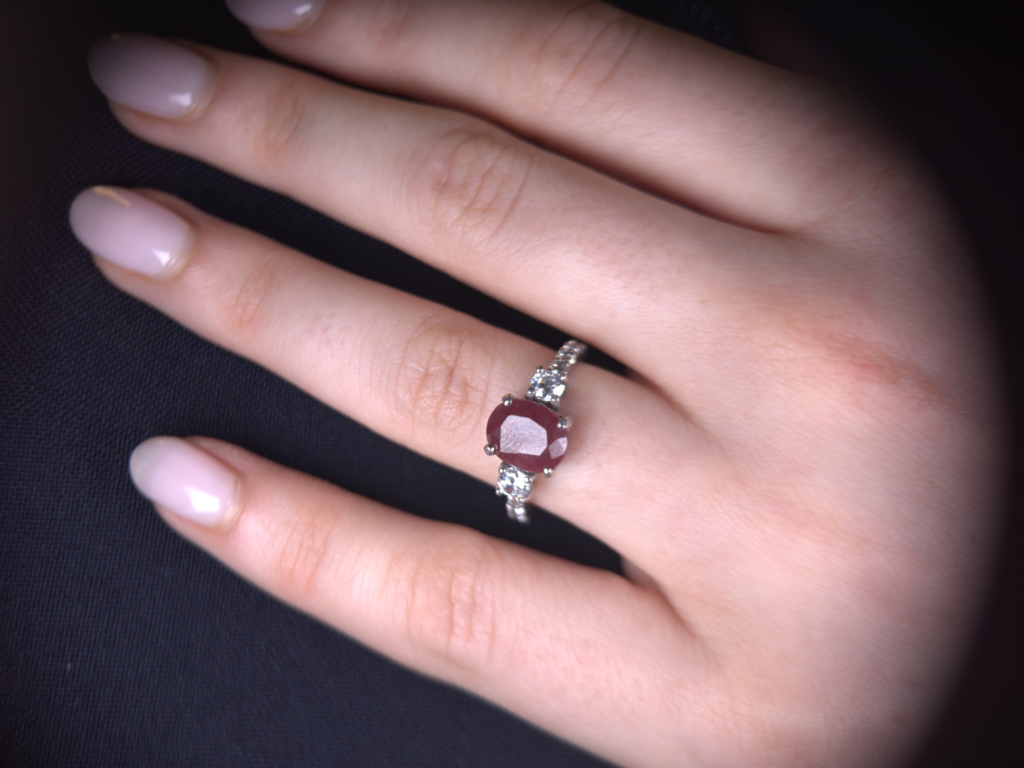 Oval Cut Ruby Ring | Sterling Silver