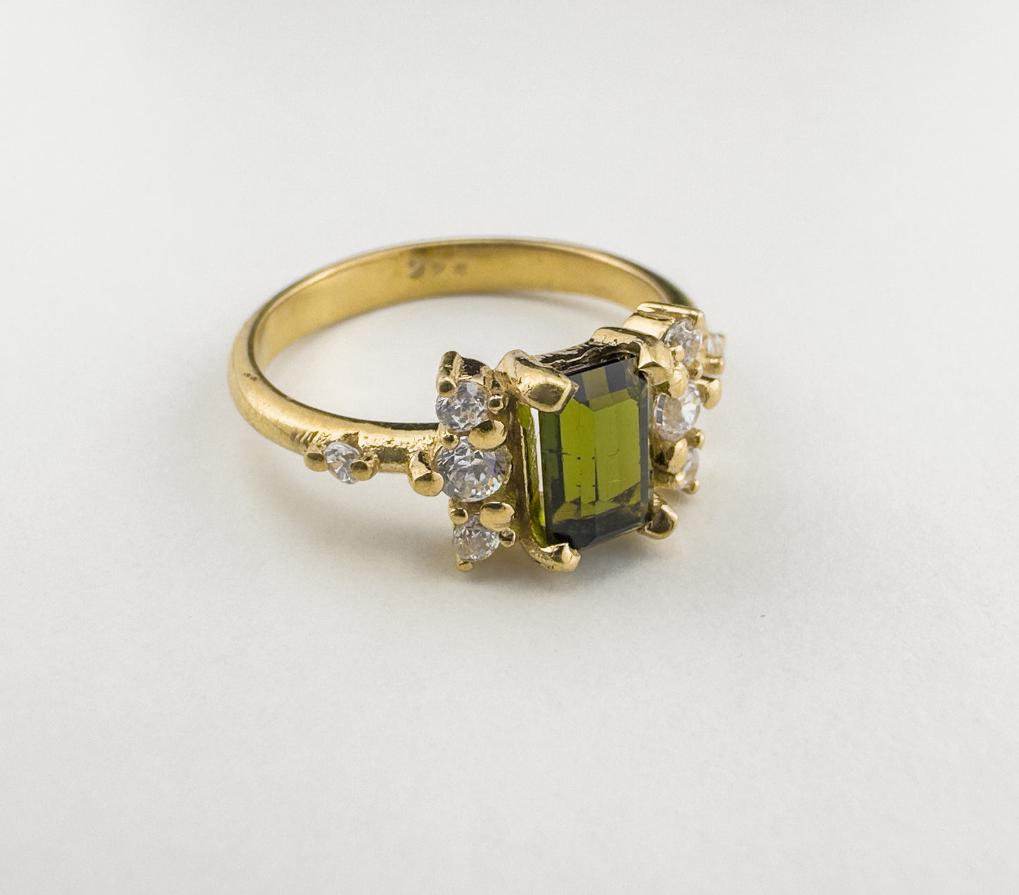 Baguette Cut Tourmaline Ring | 18ct Gold Plated