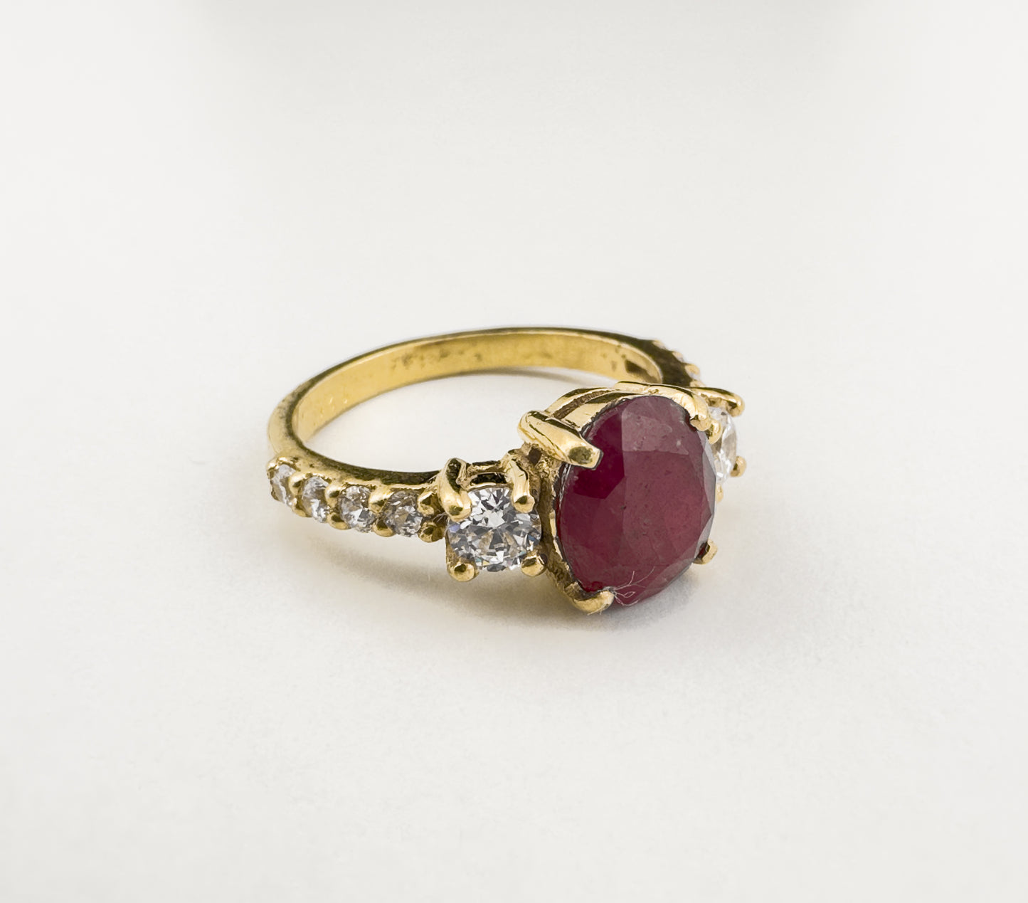 Oval Cut Ruby Ring | 18ct Gold Plated