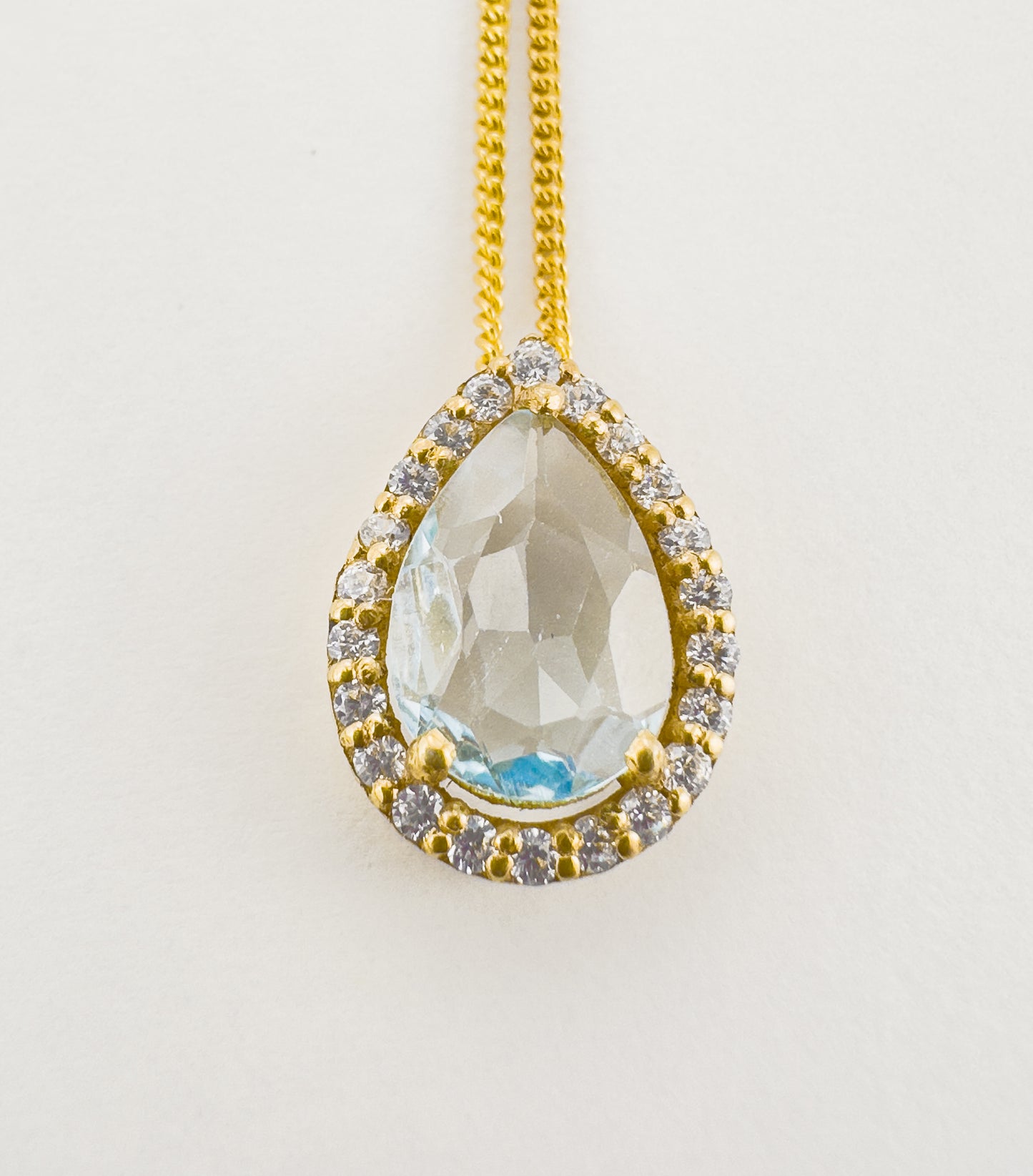 Pear Cut aquamarine pendant | 18ct gold plated