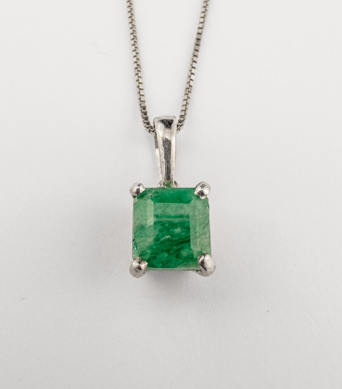 Square Emerald Pendant | Sterling Silver