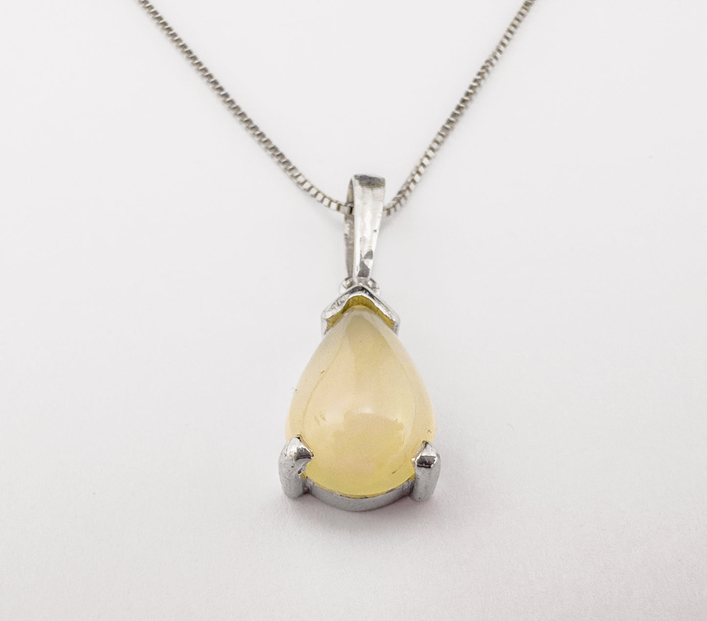 Pear Cut Opal Pendant | Sterling Silver