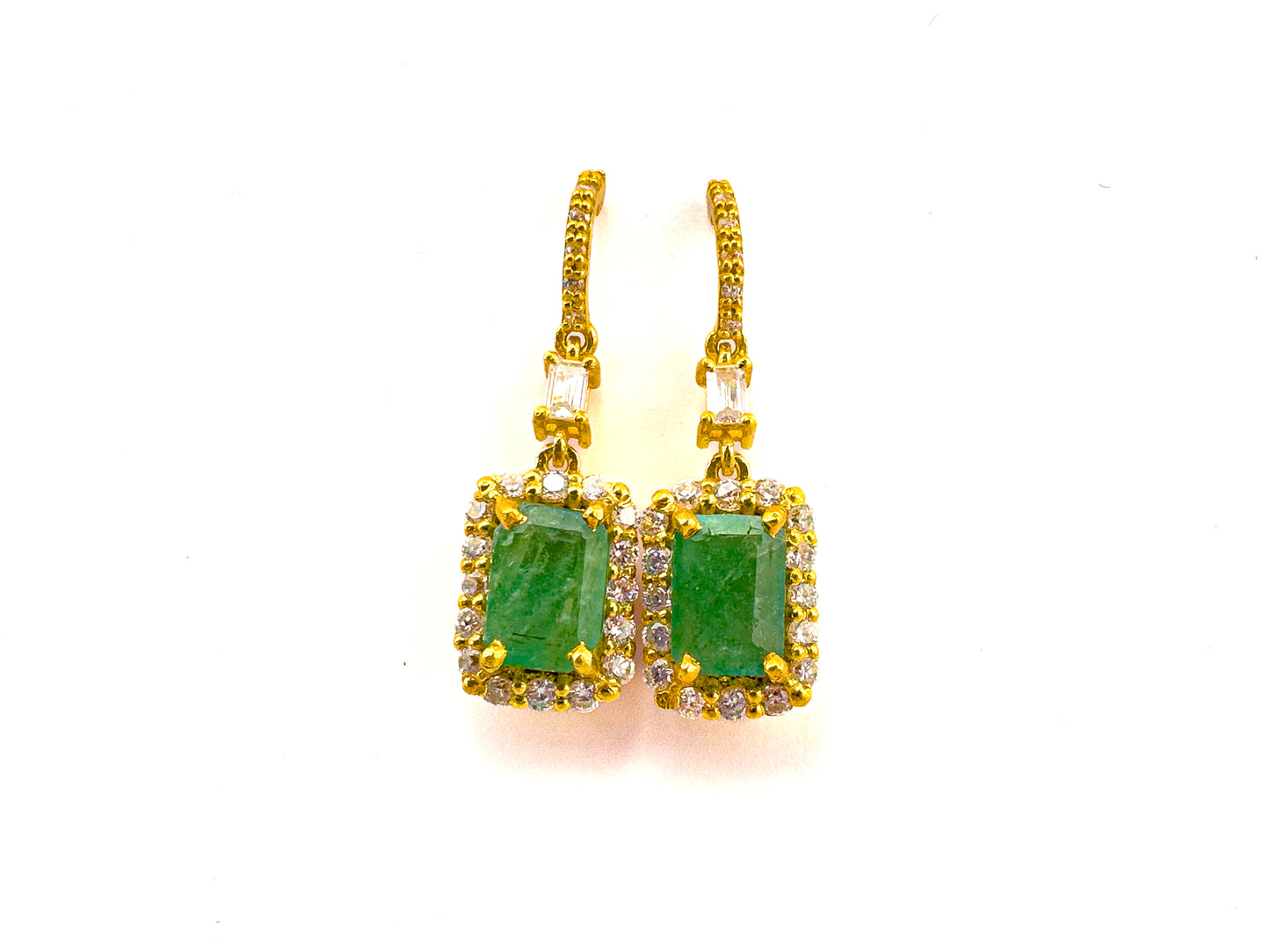 Emerald Drop Earrings | 18ct Gold Plated