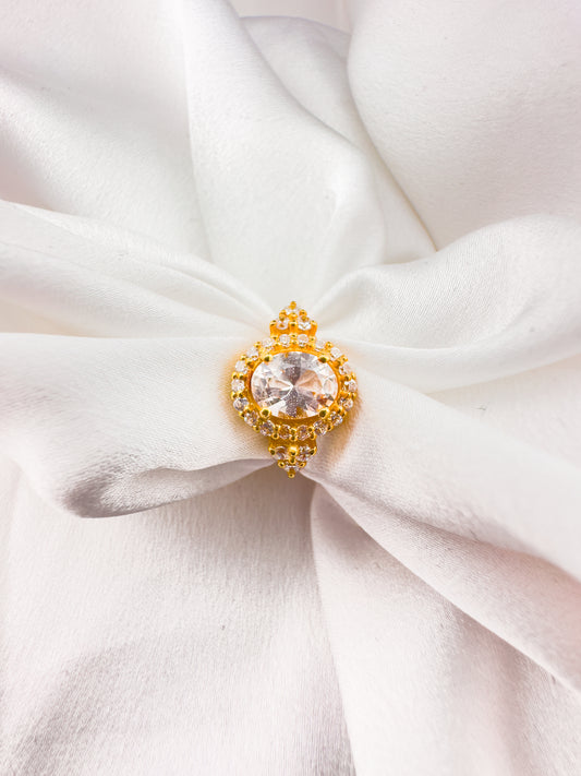 Ovale White Topaz Ring | 18ct Gold Plated