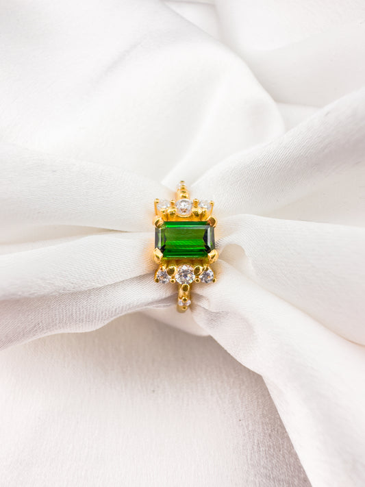 Baguette Cut Tourmaline Ring | 18ct Gold Plated