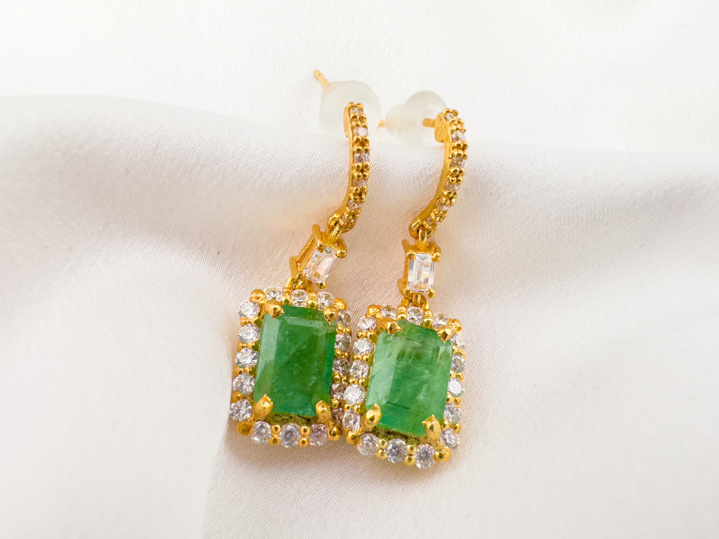 Emerald Drop Earrings | 18ct Gold Plated