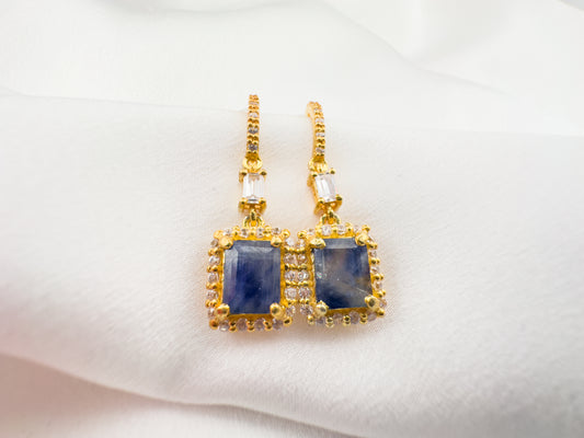 Sapphire Drop Earrings | 18ct Gold Plated