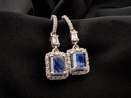 Sapphire Drop Earrings | Sterling Silver