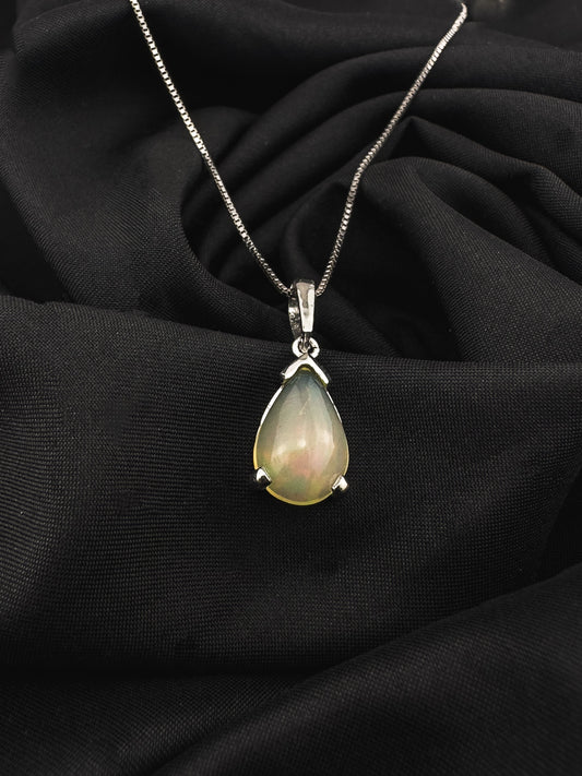 Pear Cut Opal Pendant | Sterling Silver