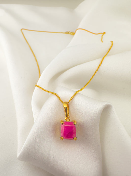 Square Ruby Pendant | 18ct Gold Plated