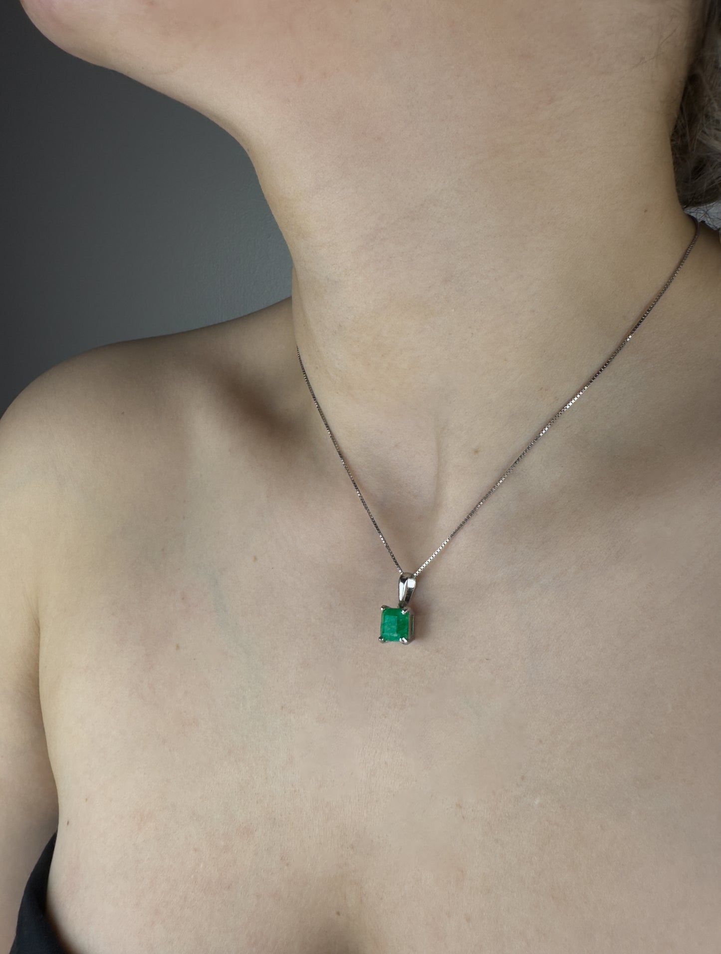 Square Emerald Pendant | Sterling Silver