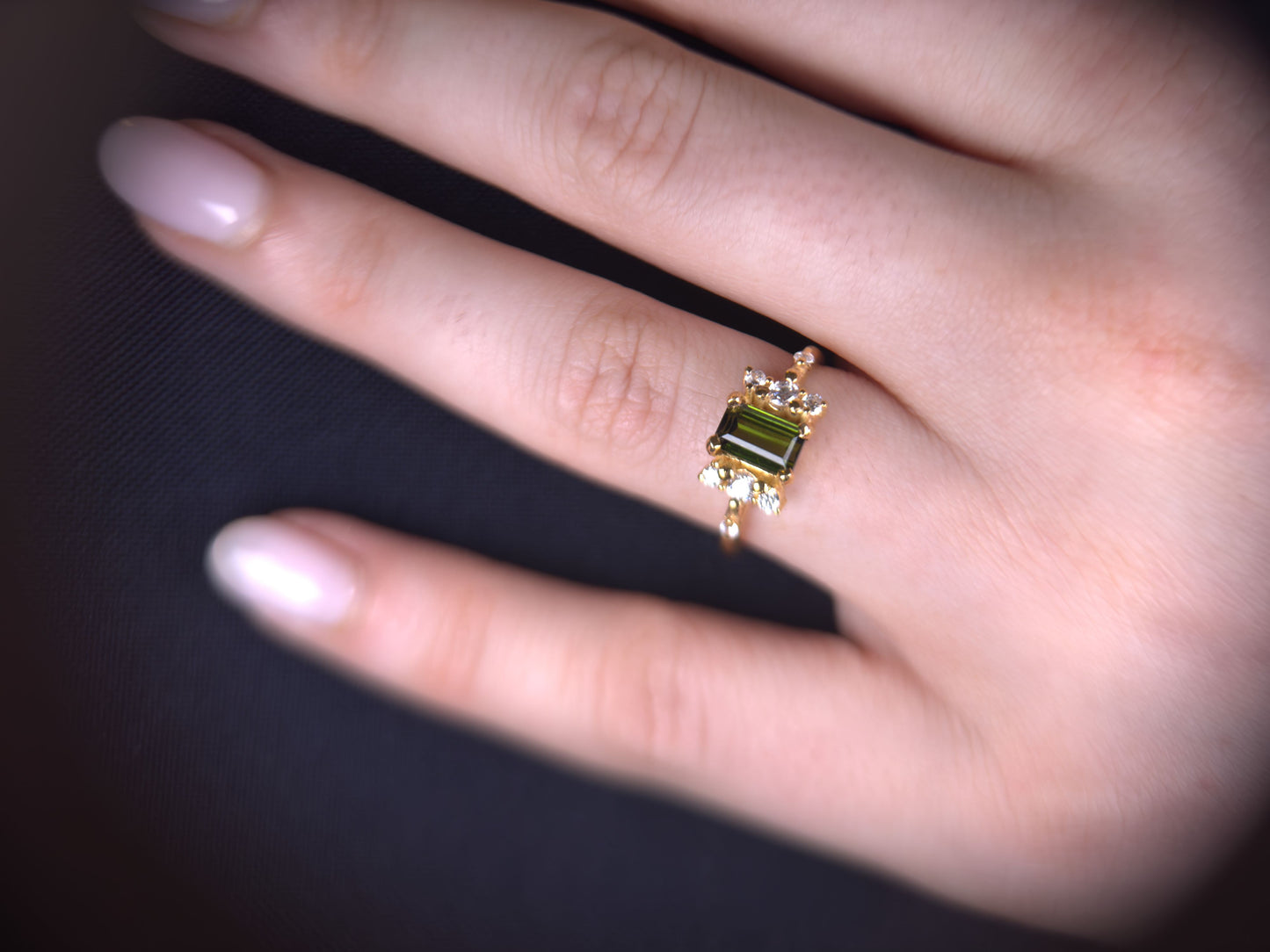 Baguette Cut Tourmaline Ring | 18ct Gold Plated