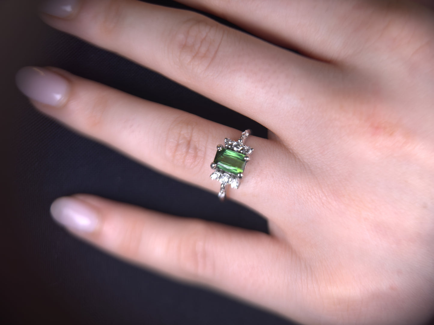 Baguette Cut Tourmaline Ring | Sterling Silver